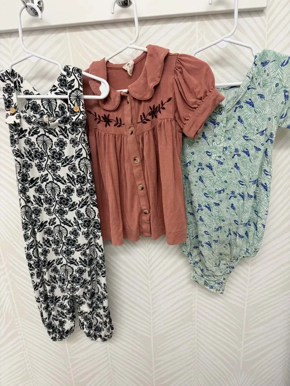 Kate Quinn Play Bundle Green and Blue Bird Bamboo Short Sleeve Romper Bodysuit